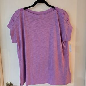 Talbots Purple Button-Shoulder Top